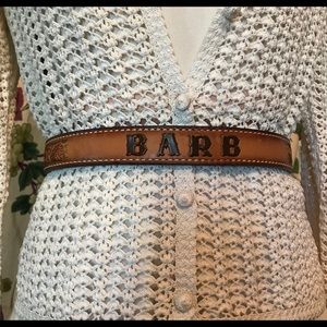 Leather Belt Tooled BARB Tony Lama Vintage Size 30